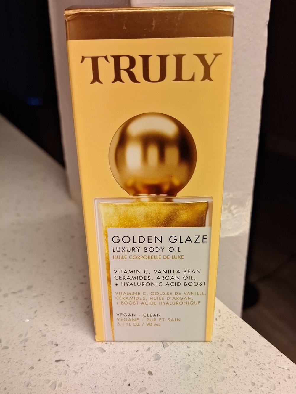 TRULY Golden Glaze Luxury Body Oil - Gold and Yellow Packaging